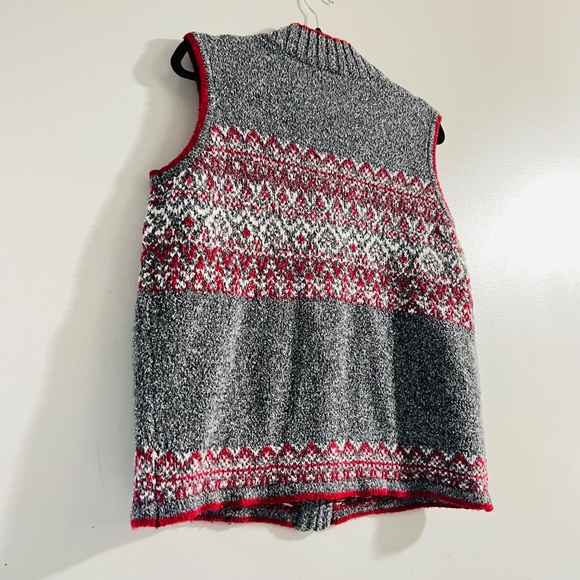 NORTHER REFLECTIONS Sweater Vest Knit Red Grey White Zippered Sweater Vest Large - Picture 9 of 10